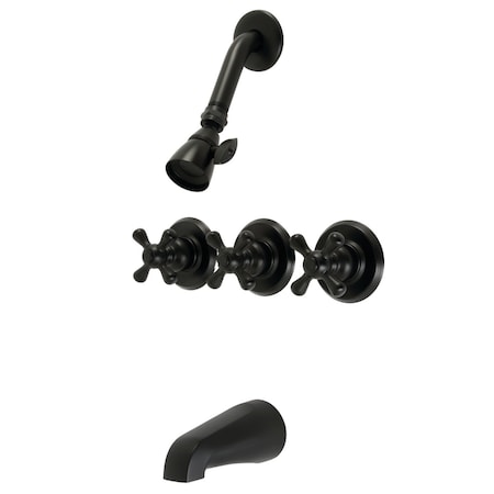 Kingston Brass KB230AX Three-Handle Tub and Shower Faucet, Matte Black KB230AX
